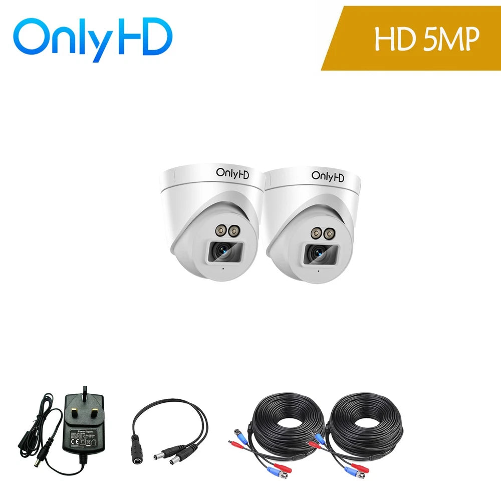 OnlyHD 2PCS CCTV HOME SECURITY DOME CAMERA 5MP FULL HD OUTDOOR IR NIGHT VISION