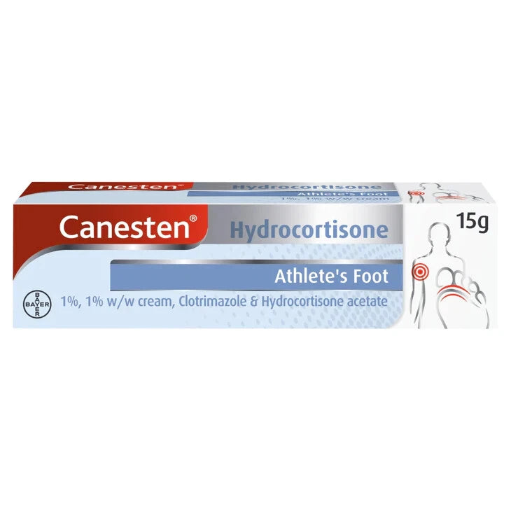 Canesten Hydrocortisone HC Athletes Foot Cream 15g UK Pharmacy