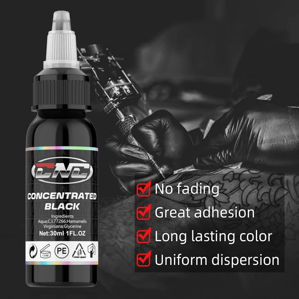 Tattoo Ink Black 30ml Pure Black Tattoo Ink Tattoo Supplies for Lining, Shading