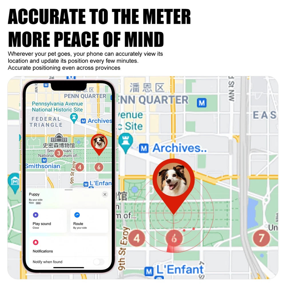 Mini Pet GPS Locator Tracker Waterproof Tracking Dog Collar AntiLost for iPhone