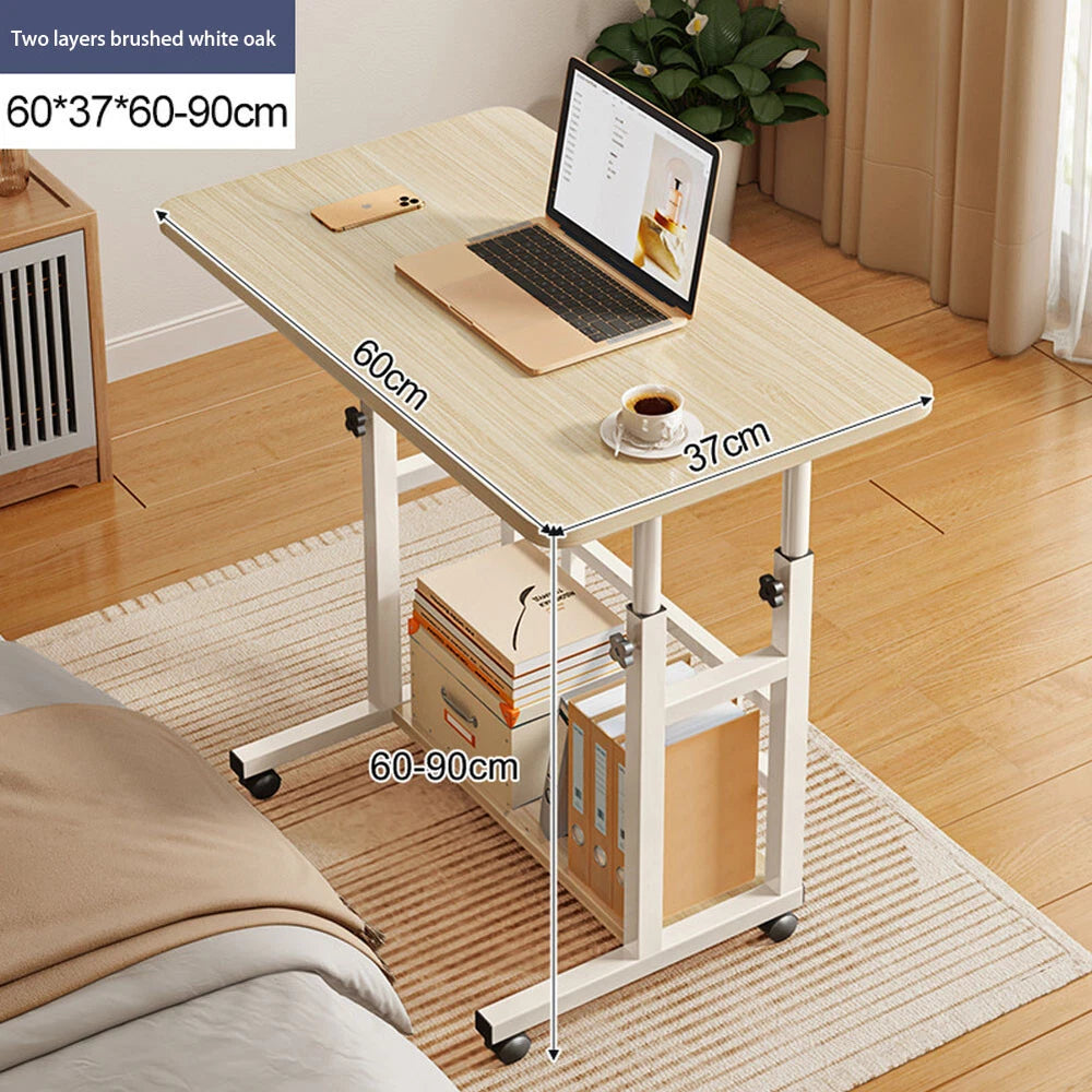 Height Adjustable Small PC Computer Desk Mobile Overbed Table Laptop Stand Shelf