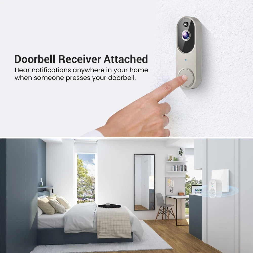 Wireless Smart Video Doorbell Camera Indoor Outdoor Surveillance Human Detection