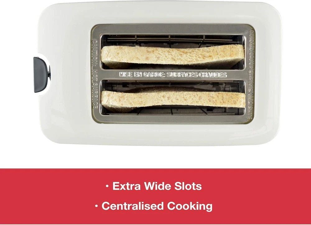 Toaster 2 Slice Wide Slot - Cool Touch Crumb Tray Variable Browning - Cream