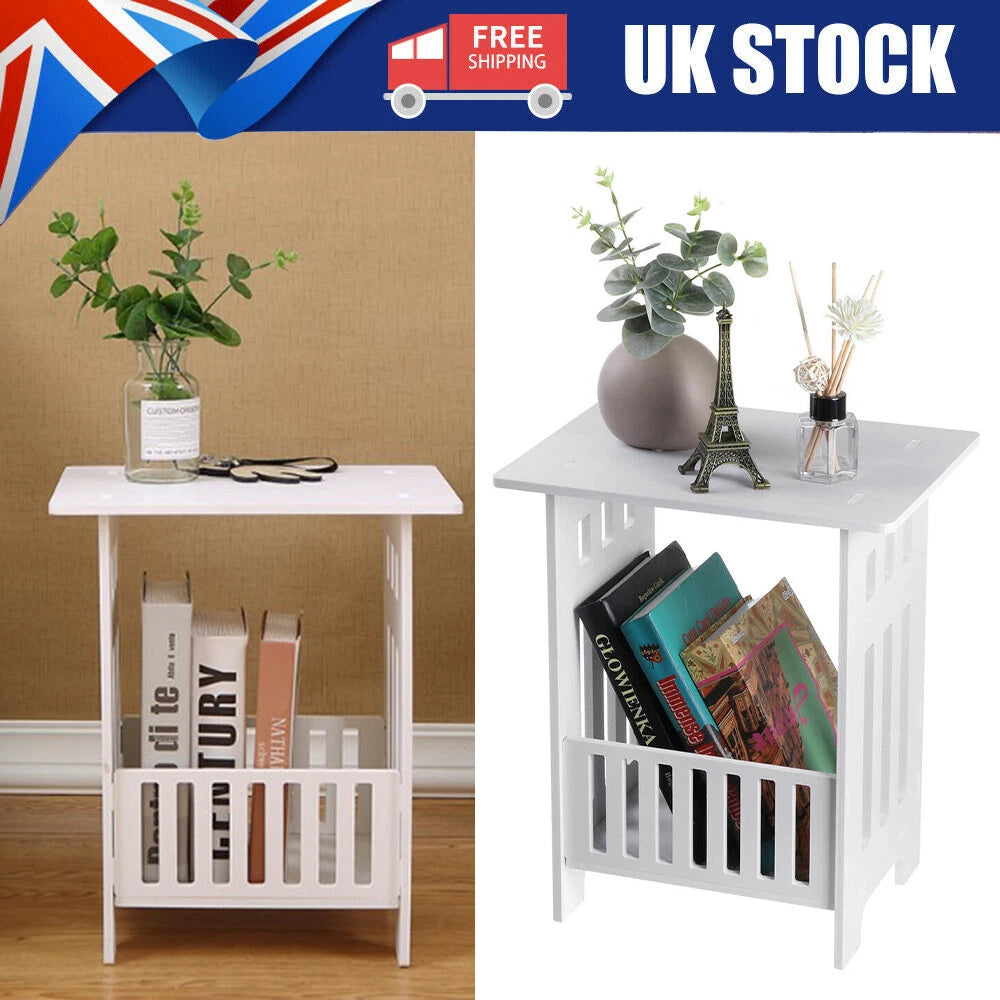 White Small Bedside Table Drawer Cabinet Side End Table Nightstand Storage Shelf