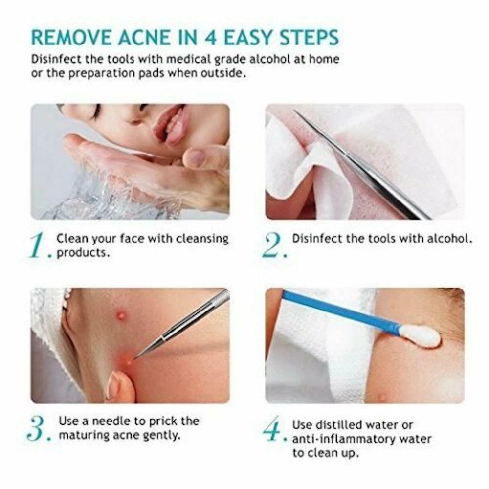 7x Blackhead Remover Tools Pimple Comedone Spot Acne Extractor Kit Popper