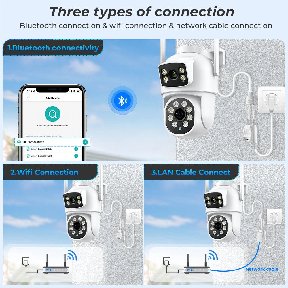 8MP Wireless 4K WIFI IP Camera CCTV PTZ Smart Home Outdoor Security IR Cam IP66