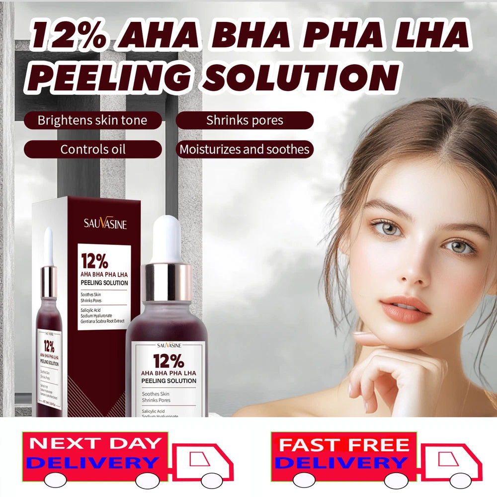 12% AHA BHA PHA LHA Peeling Solution Serum Brighen skin tone & Moisturise 30ml