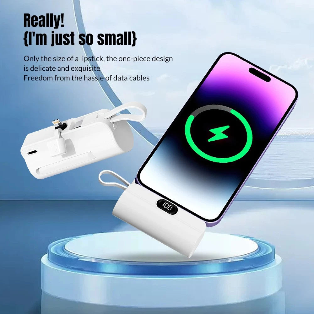 8000mah Mini Power Bank Portable Dual Connector For USB C & iPhone Fast Charger