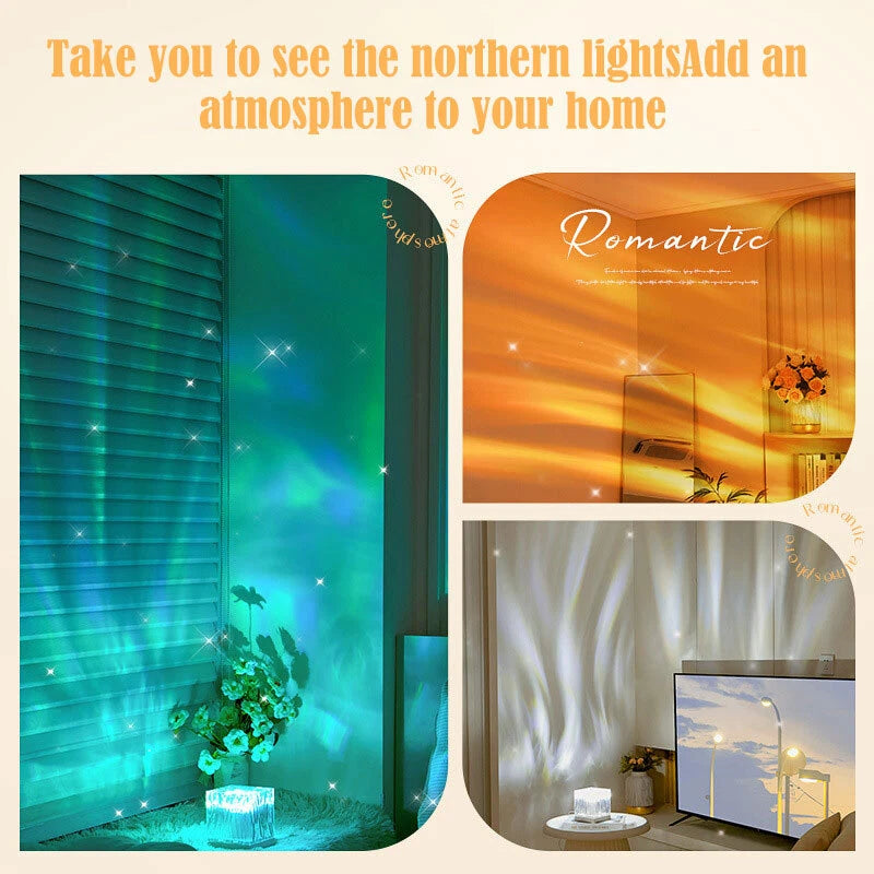RGB Cube Northern Lights 16 Colour Aurora Projector Lamp Ocean Wave Night Lights