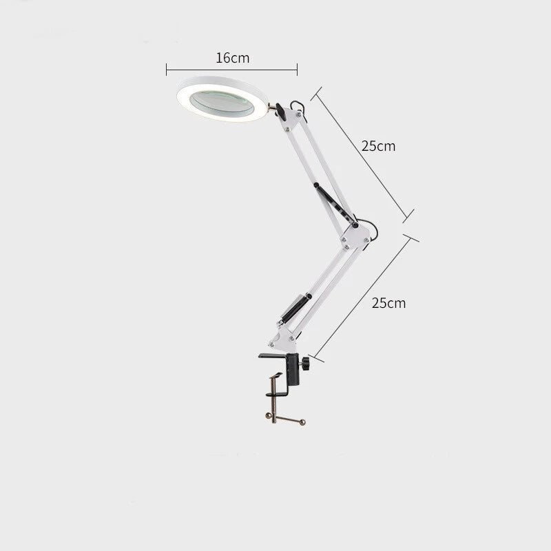10X LED Magnifier Glass Desk Lamp With Light Stand Clamp Beauty Magnifying Lamp