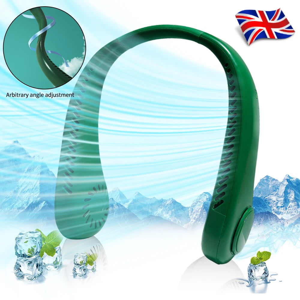 Neck Fan USB Portable Neck Fan Rechargeable Portable Cooler Neckband Bladeless~