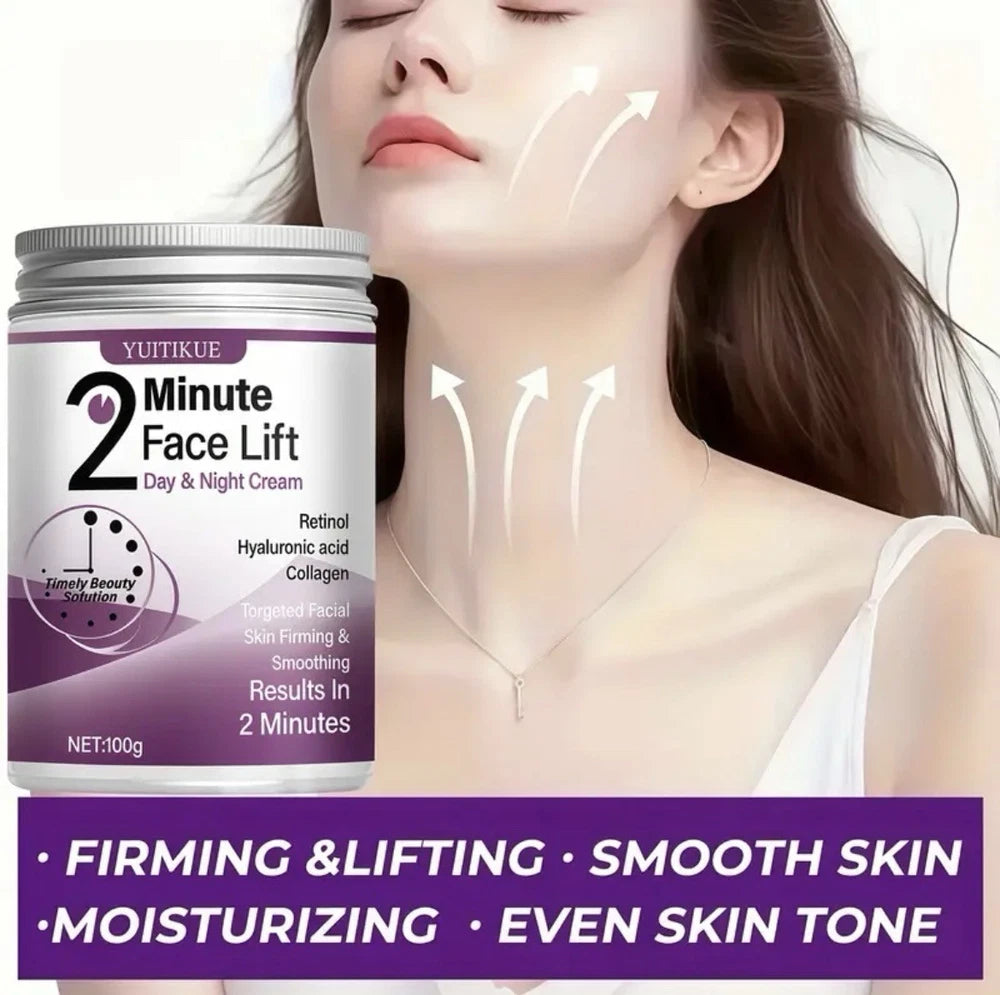 2 Minute Face Lift Day & Night Cream Retinol Hyaluronic Acid Collagen 100g New