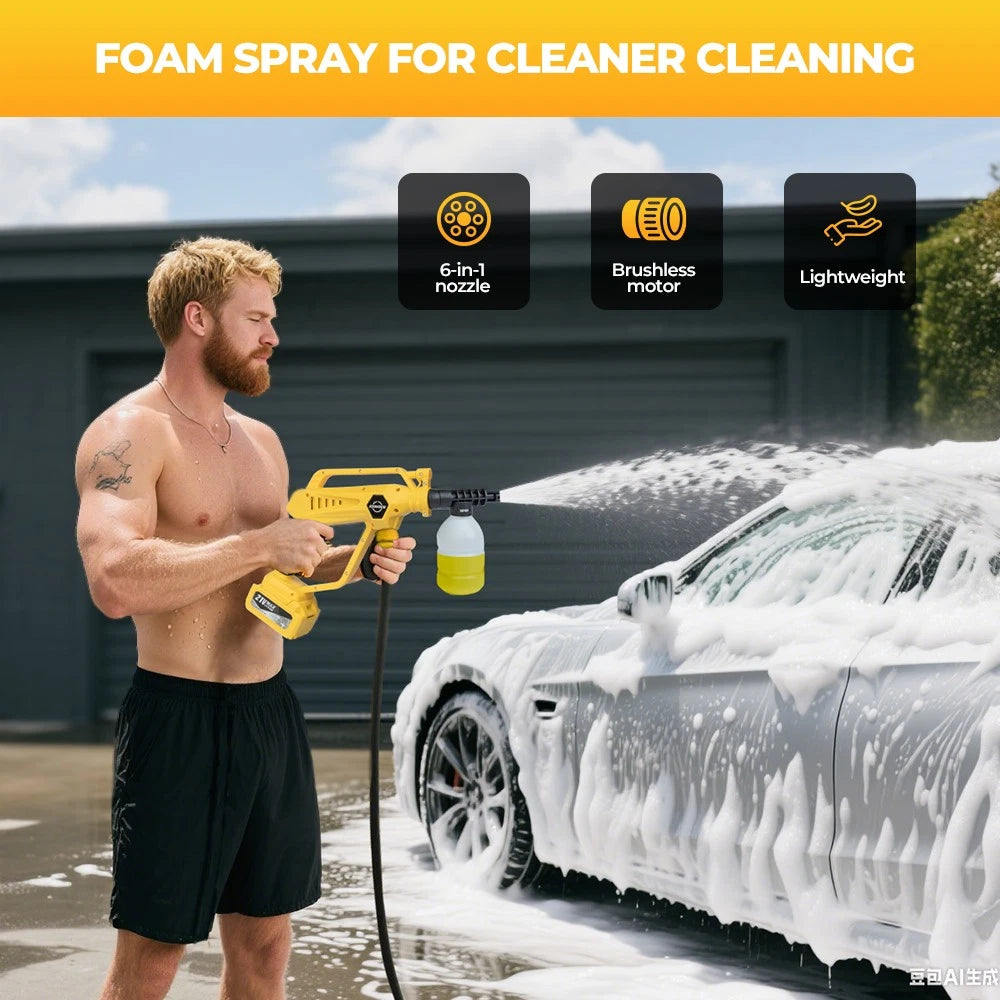 2 Battery Brushless Cordless Car High Pressure Washer Jet Water Wash Cleaner Gun