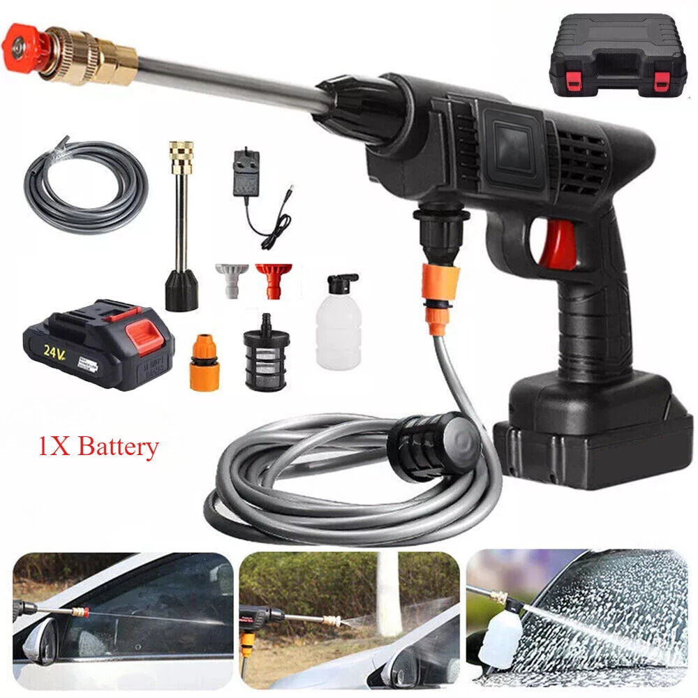 Portable Cordless Car High Pressure Washer Jet Water Wash Cleaner Gun + Battery