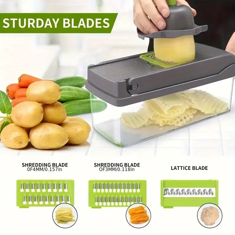 16 in 1 Vegetable Chopper Salad Fruit Mandolin Slicer Food Dicer Cutter Peeler