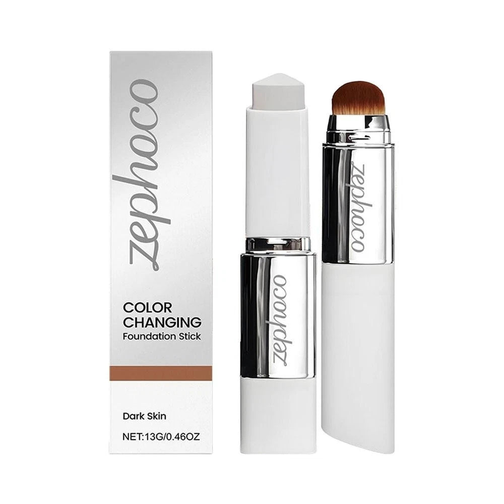 2-in-1 White Foundation Stick Colour Changing Concealer Stick with Brushes