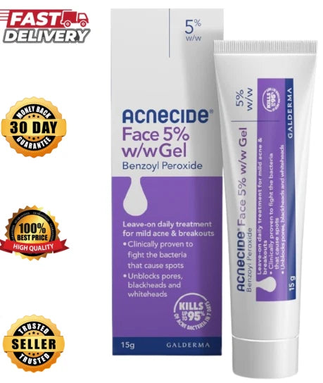 Face Gel 5% Benzoyl Peroxide Acne Treatment for Spot Prone Skin 15G