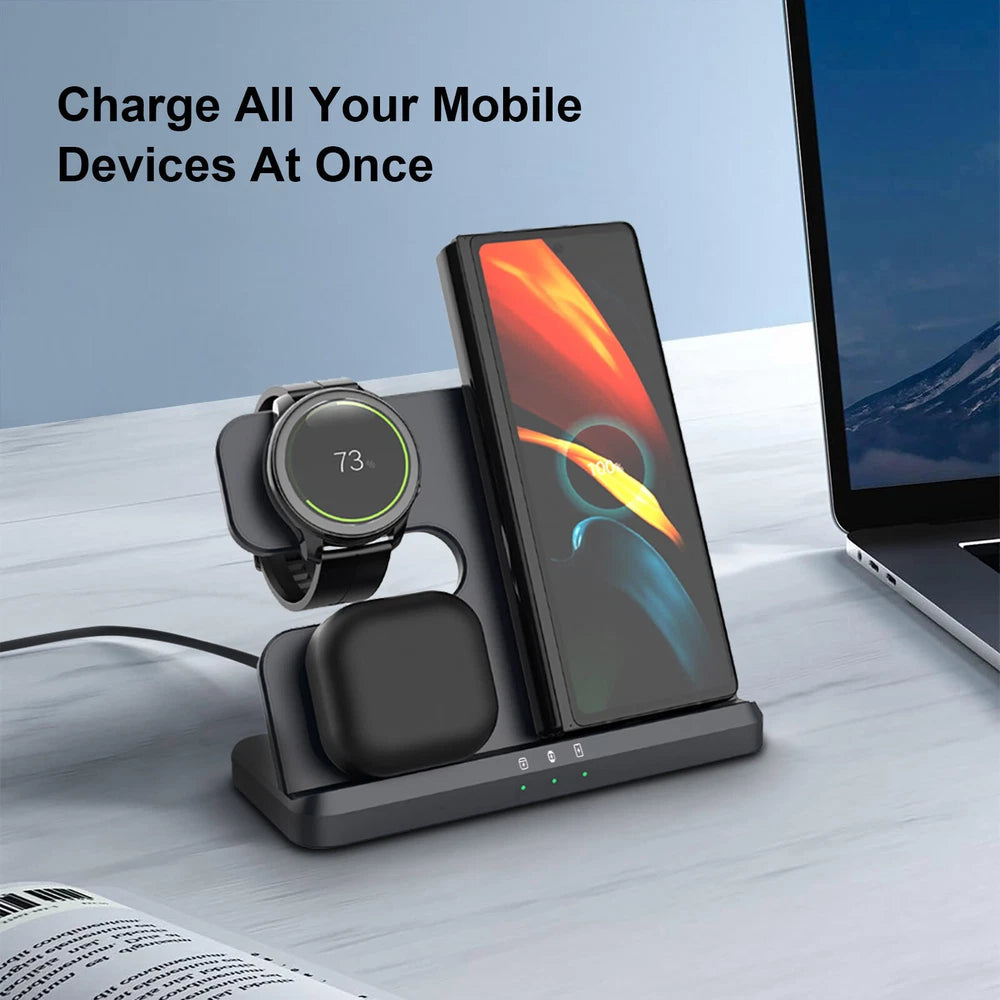 15W 3in1 Wireless Charger Station Charging Dock For Samsung Galaxy Watch 7/6 S24