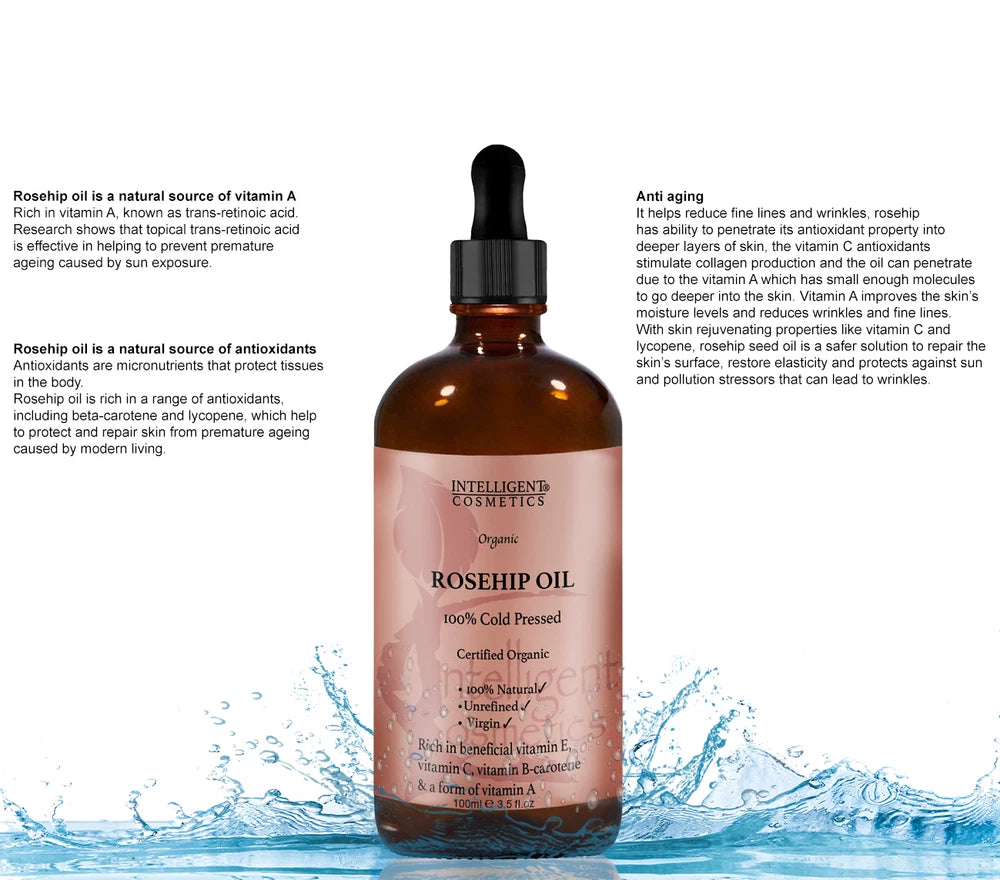 Rosehip Oil Certified Organic 100% Cold Pressed Pure Rose Hip Best Facial Oil
