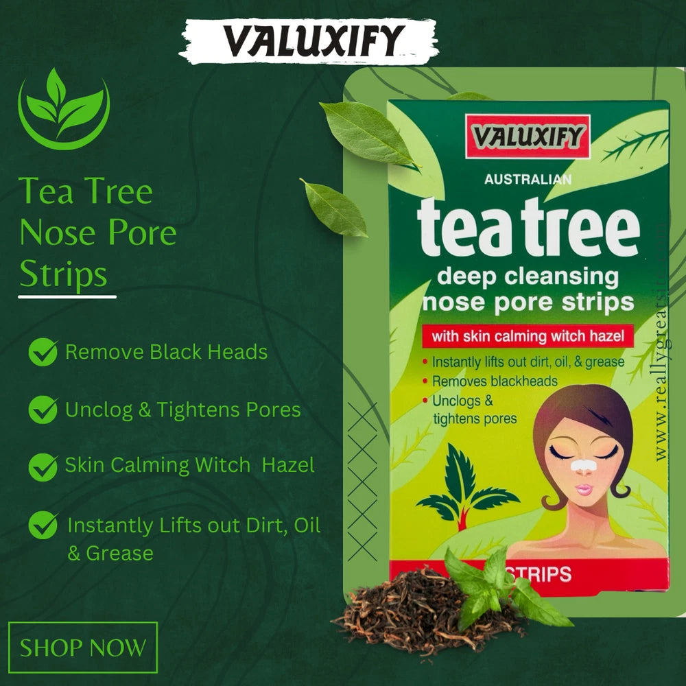 Tea Tree Nose Pore Strips Blackhead Removal Smooth Deep Cleansing Unclog Pores