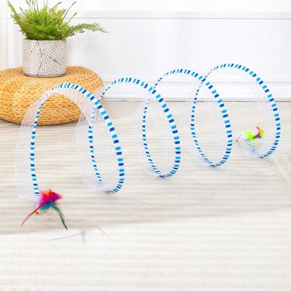 Stretchable Cat Coil Tunnel Toys Foldable Pet Interactive Toy Coil Spiral Toy