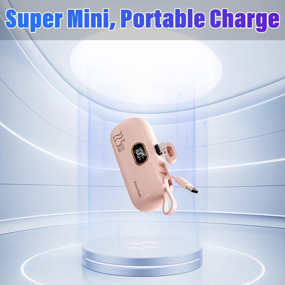 Mini Power Bank Portable 8000mAh Fast Charger USB-C & iPhone Dual Connector NEW