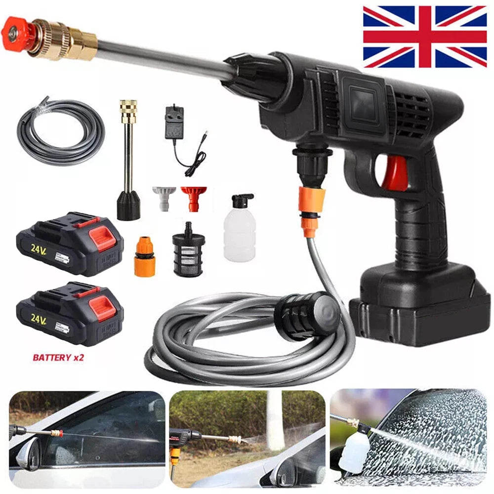 Portable Cordless Car High Pressure Washer Jet Water Wash Cleaner Gun + Battery
