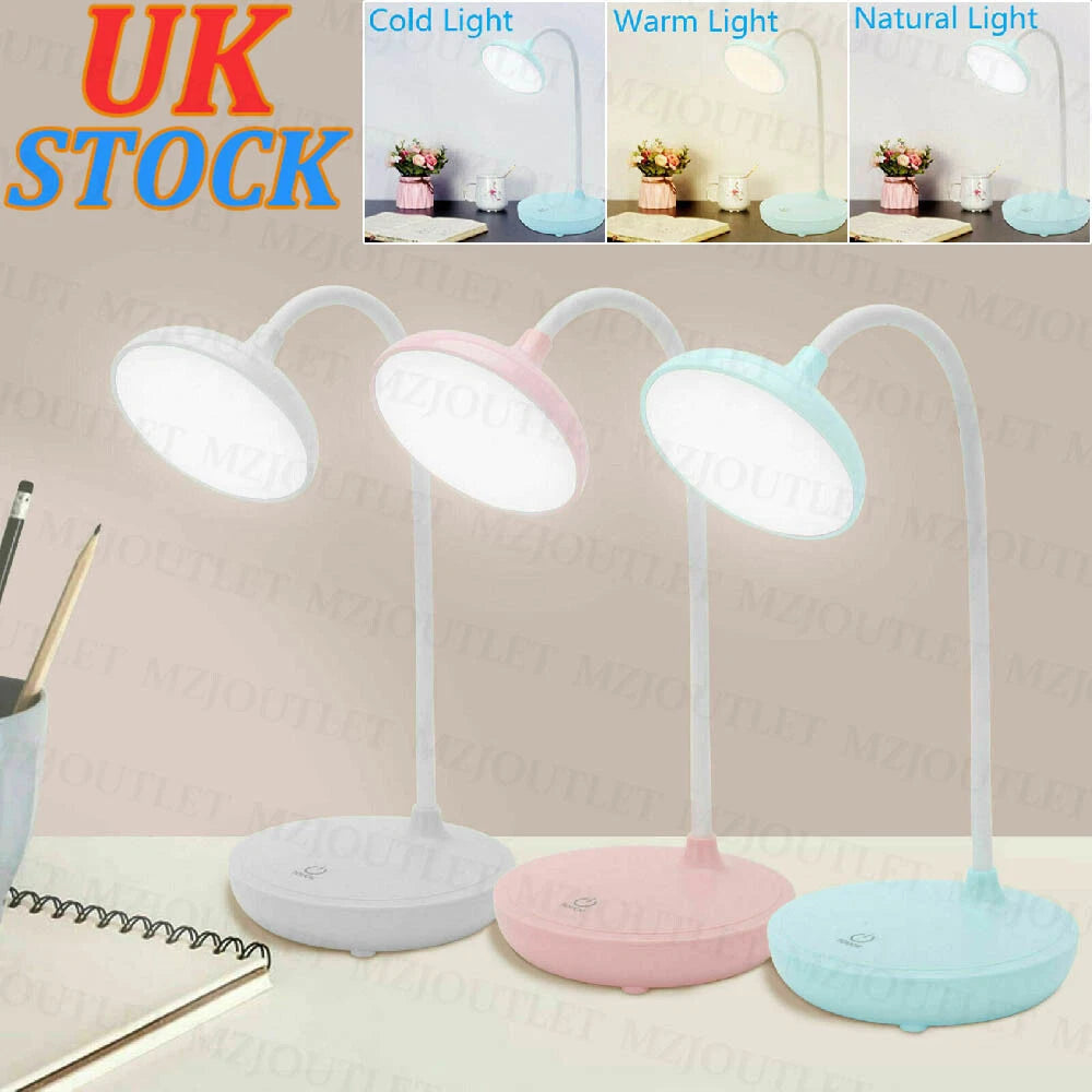 20 LED Flexible Touch Desk Light Bedside Reading Lamp Dimmable USB Rechargeable