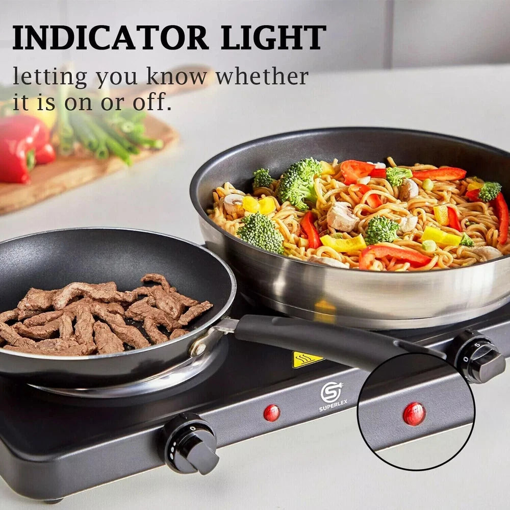 Double Electric Hot Plate Portable Table Top Cooker Hob RV Picnic Camping Stove