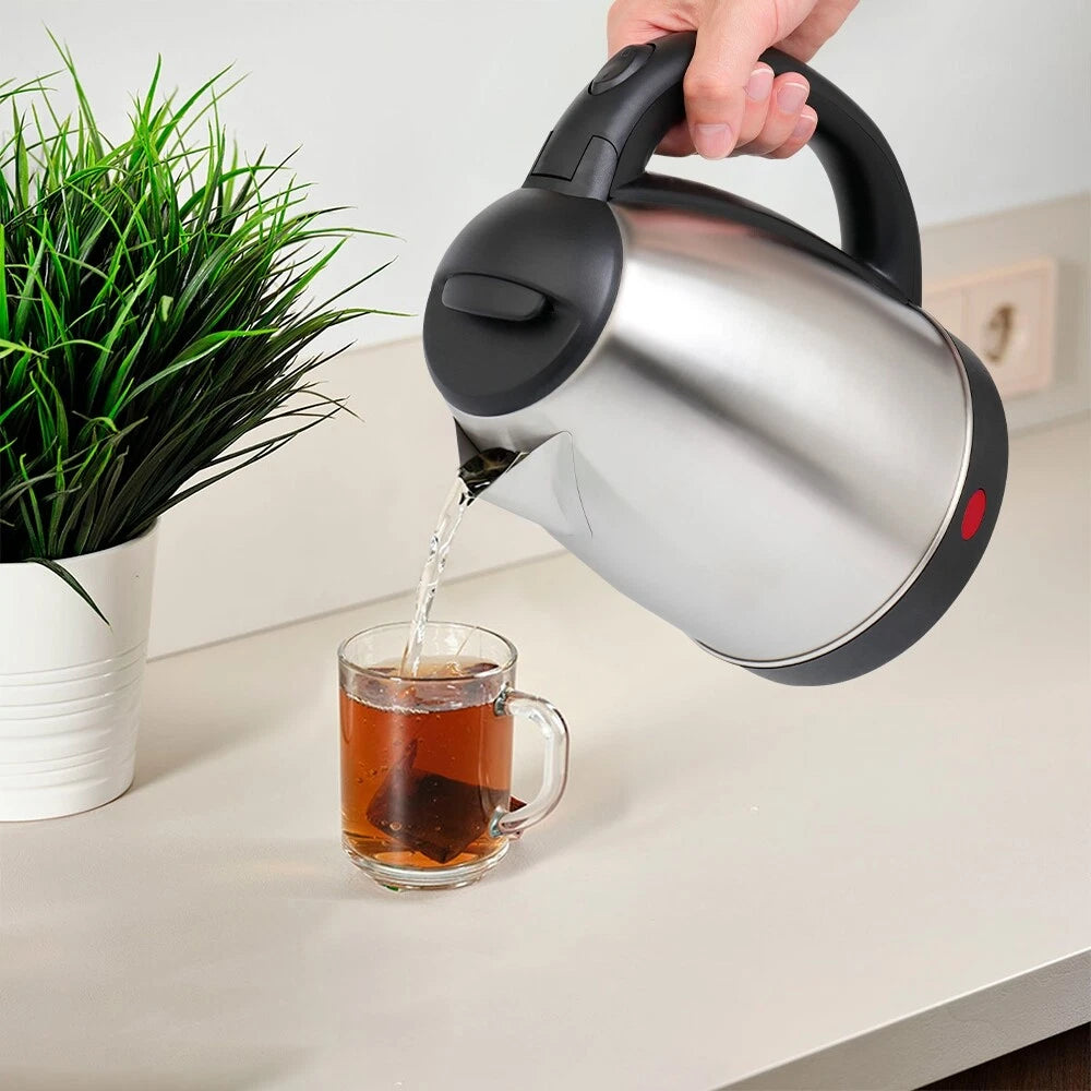 Electric Kettle Stainless Steel Cordless Jug 1.8L Overheat Protection 1500W UK