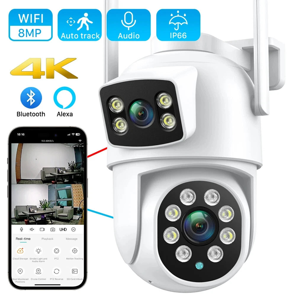 8MP Wireless 4K WIFI IP Camera CCTV PTZ Smart Home Outdoor Security IR Cam IP66