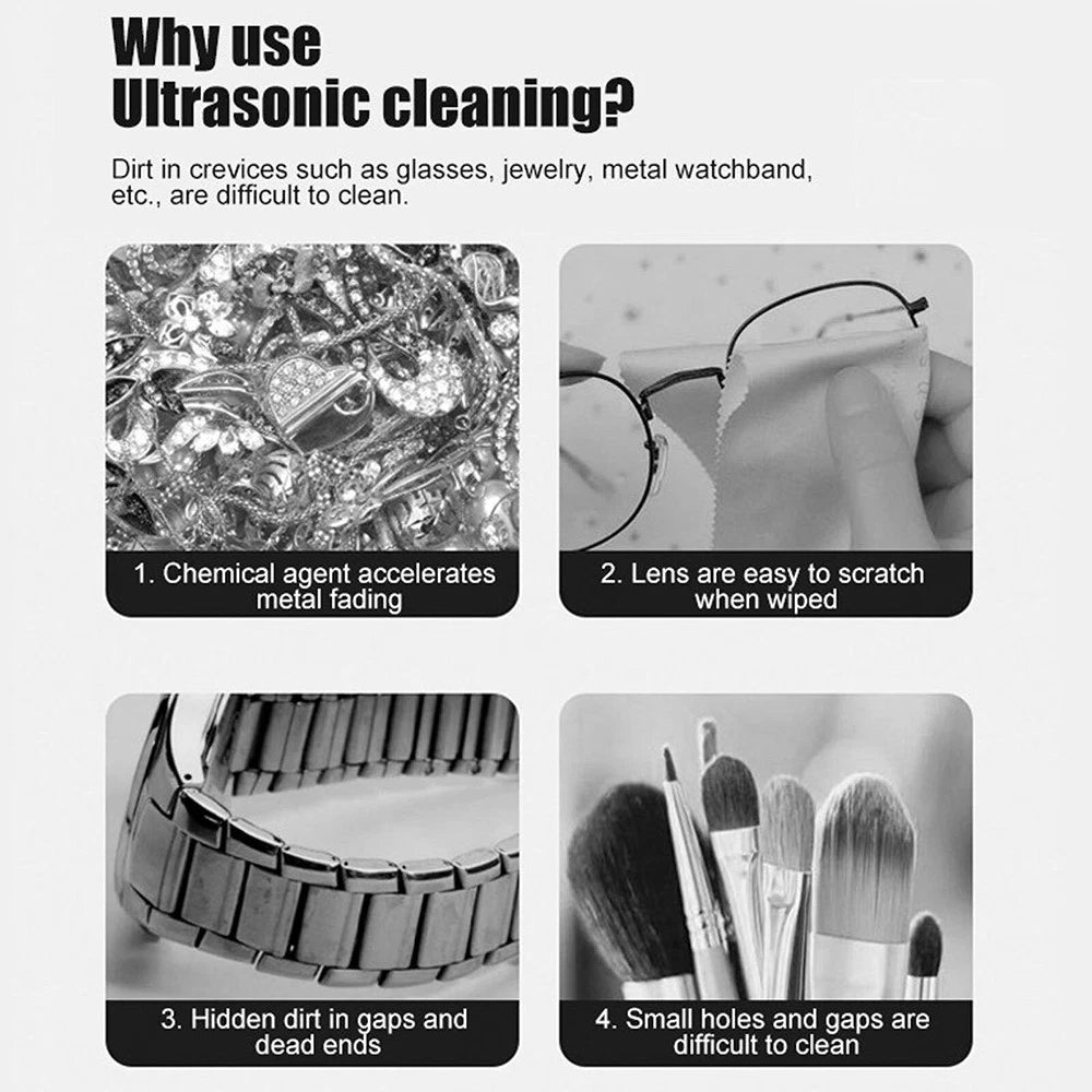 Ultrasonic Cleaner Sonic Wave Tank Glasses Watch Jewellery Cleaning Machine UK