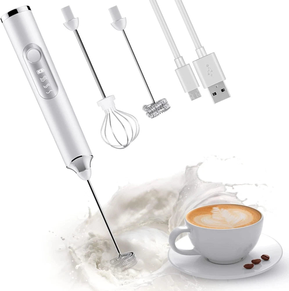 USB Rechargeable Milk Coffee Frother Whisk Egg Beater Handheld Frappe Mixer New