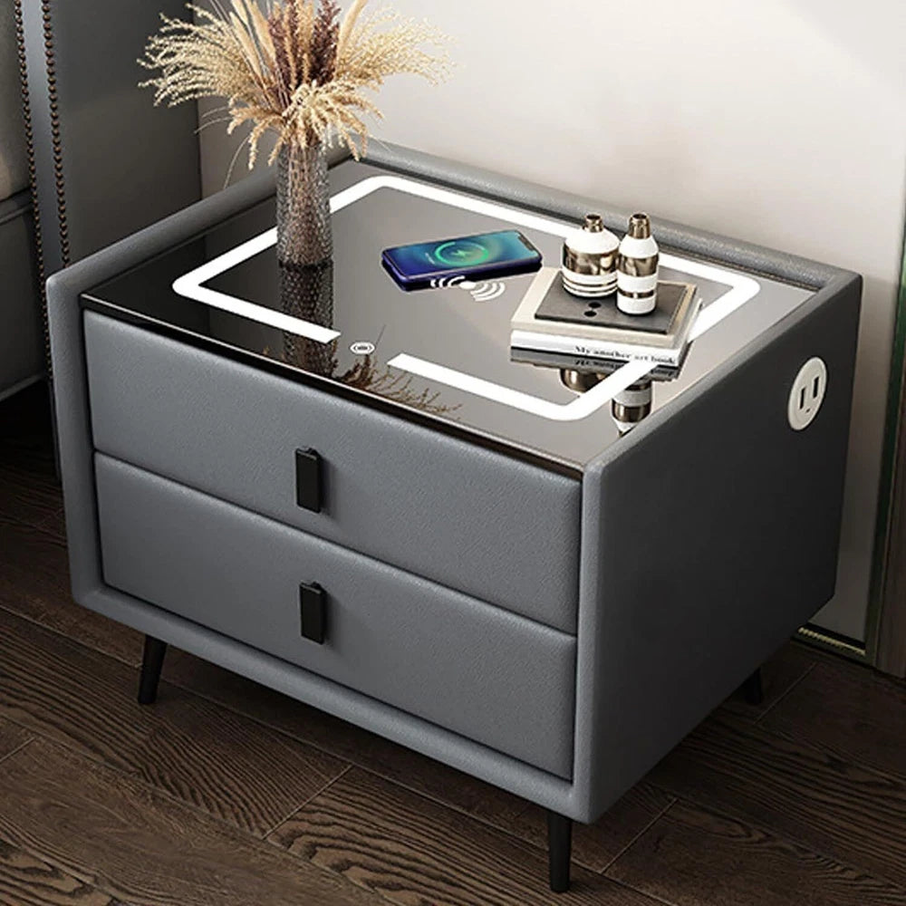 Smart Bedside Table with Light Phone Charging Modern Bedroom Furniture Drawers
