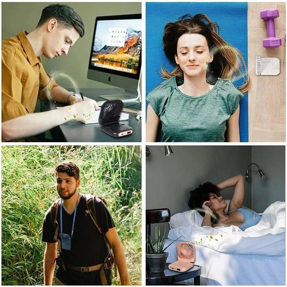 Mini Hand-held Fan， Portable Folding Desk Fan Cooler Cooling USB Rechargeable UK