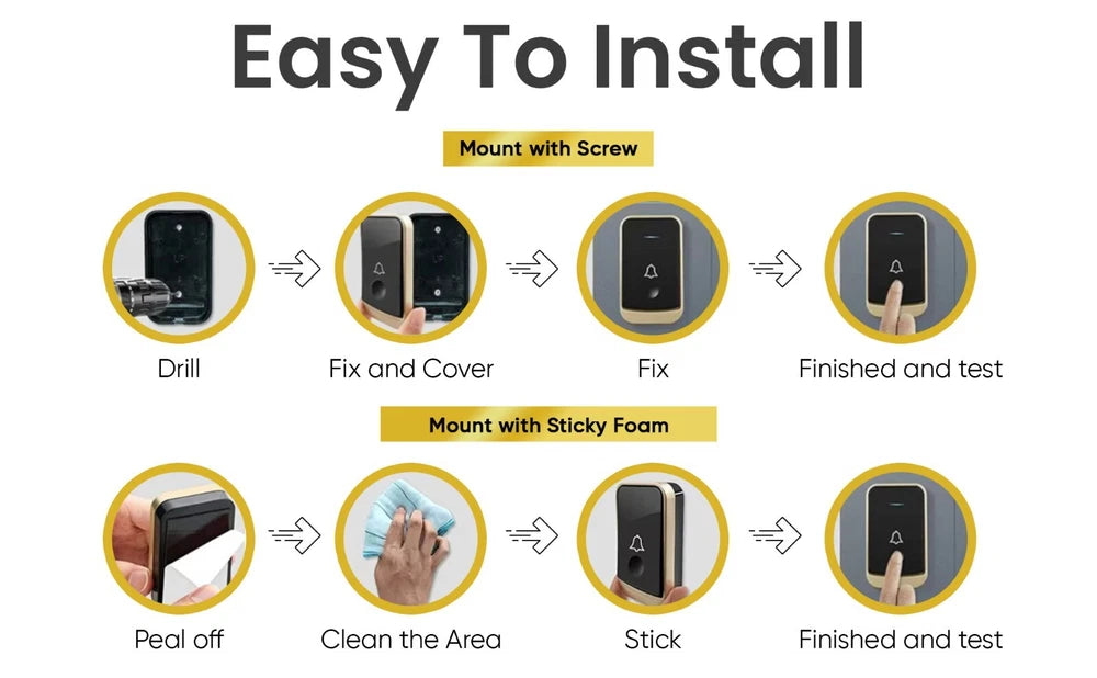 Wireless Doorbell Plug In Chime, Waterproof Home Cordless Door bell Long Range