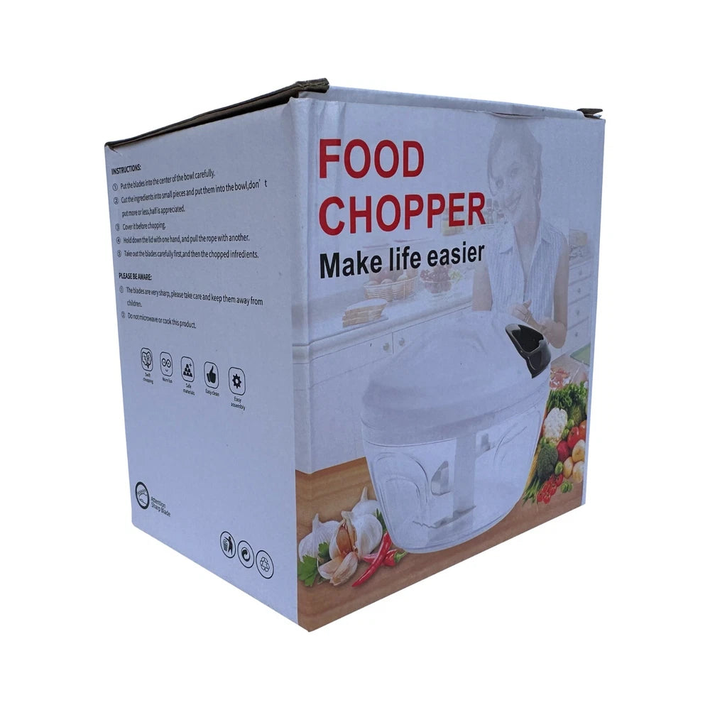 Vegetable Chopper Manual Pulling Food Slicer Hand Blender Kitchen Tool - White