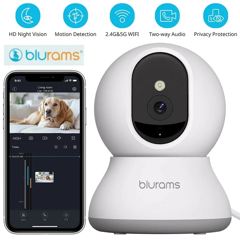blurams Wifi Security Camera Smart Indoor Pet Dog Cat Cam 1080P Night Vision
