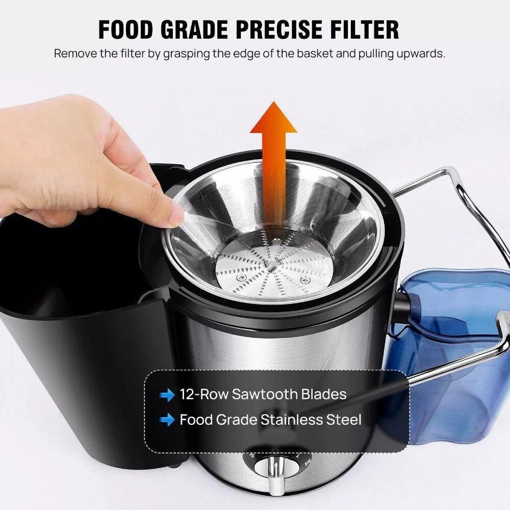 1000W Juicer Machine Whole Fruit Vegetable Large Juice Extractor Stainless Steel