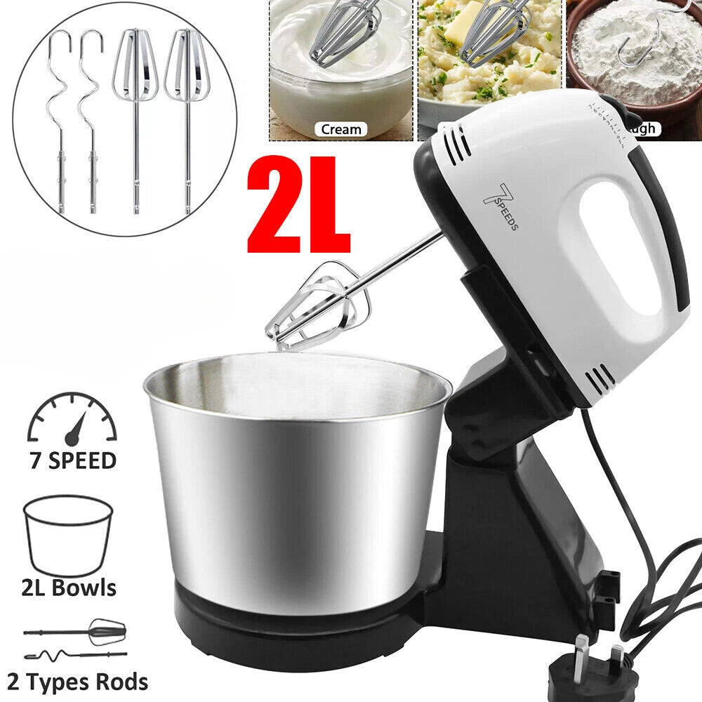 7 Speed + Cake Electric Stand Mixer Food Multi Mixing Bowl Blender Beater Dough