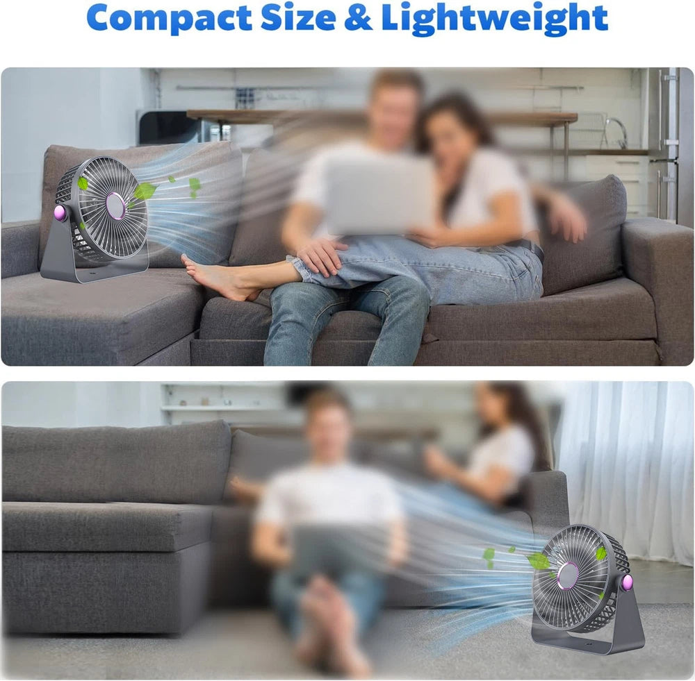UK 5.9Inch Mini USB Rechargeable Desk Fan Portable Small Quiet Table Cooling Fan
