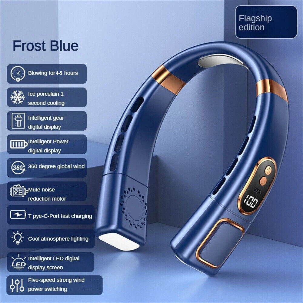 12000mAh Bladeless Lazy Neck Fan Portable USB Rechargeable Mini Hanging Cooler