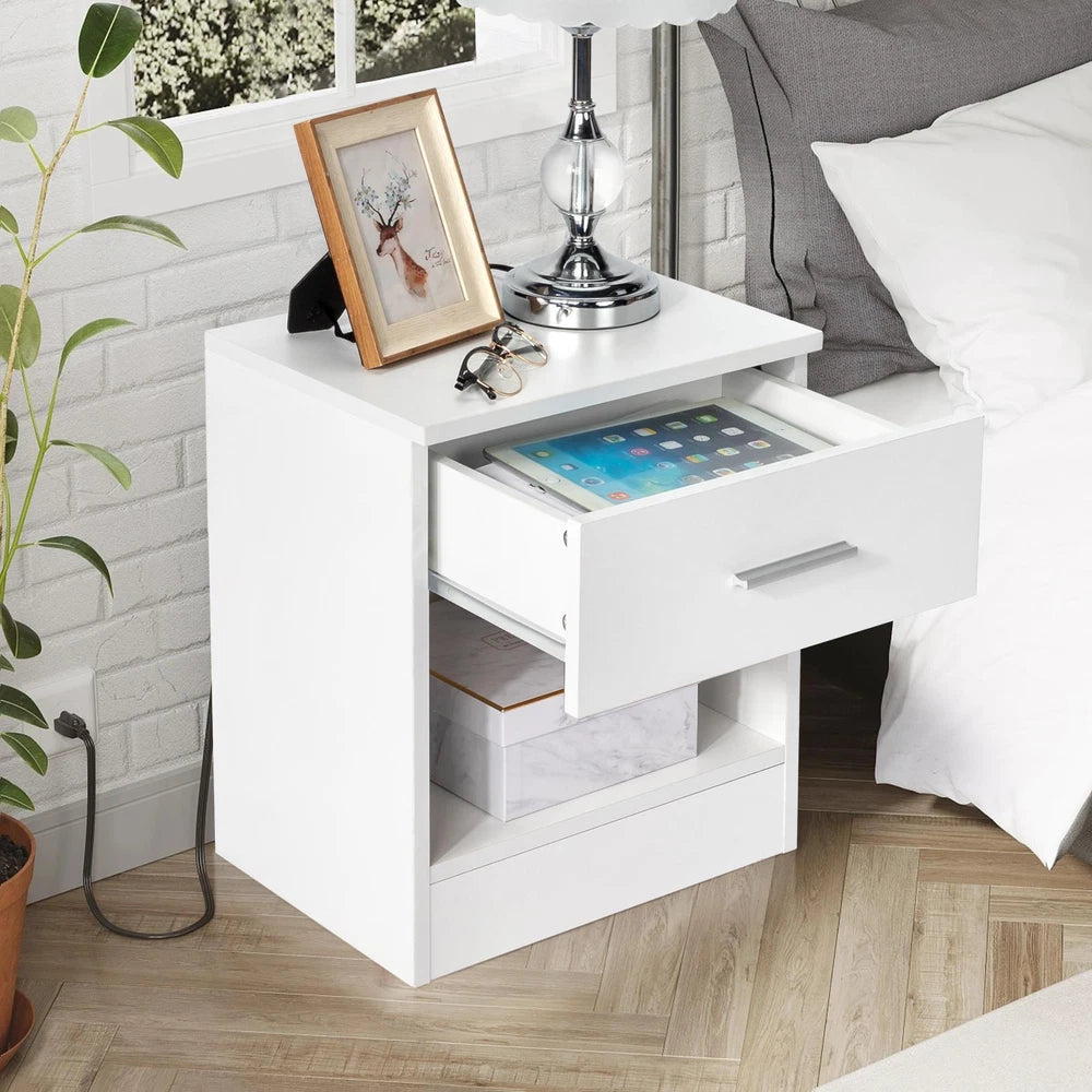 1 Drawer Compact Wooden Bedroom Bedside Cabinet Furniture Nightstand Side Table
