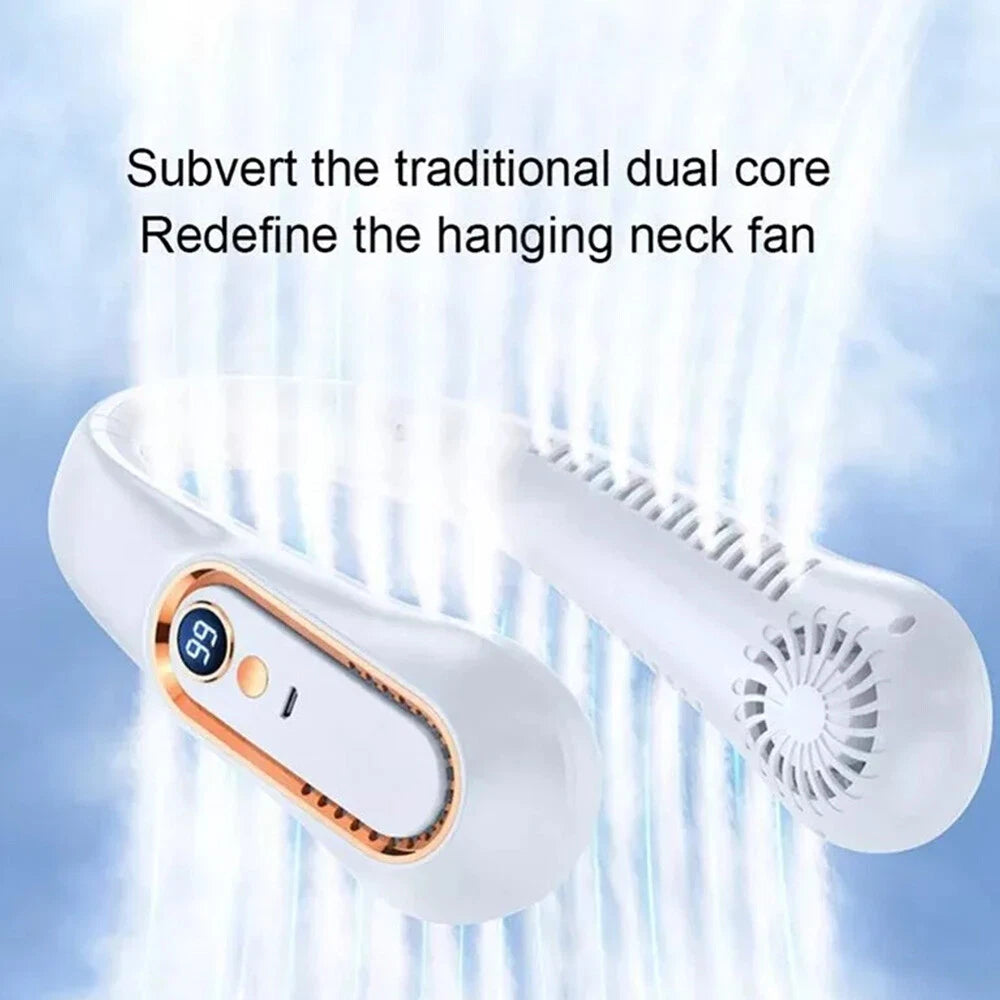 Neck Fan USB Portable Neck Fan Rechargeable Portable Cooler Neckband Bladeless~