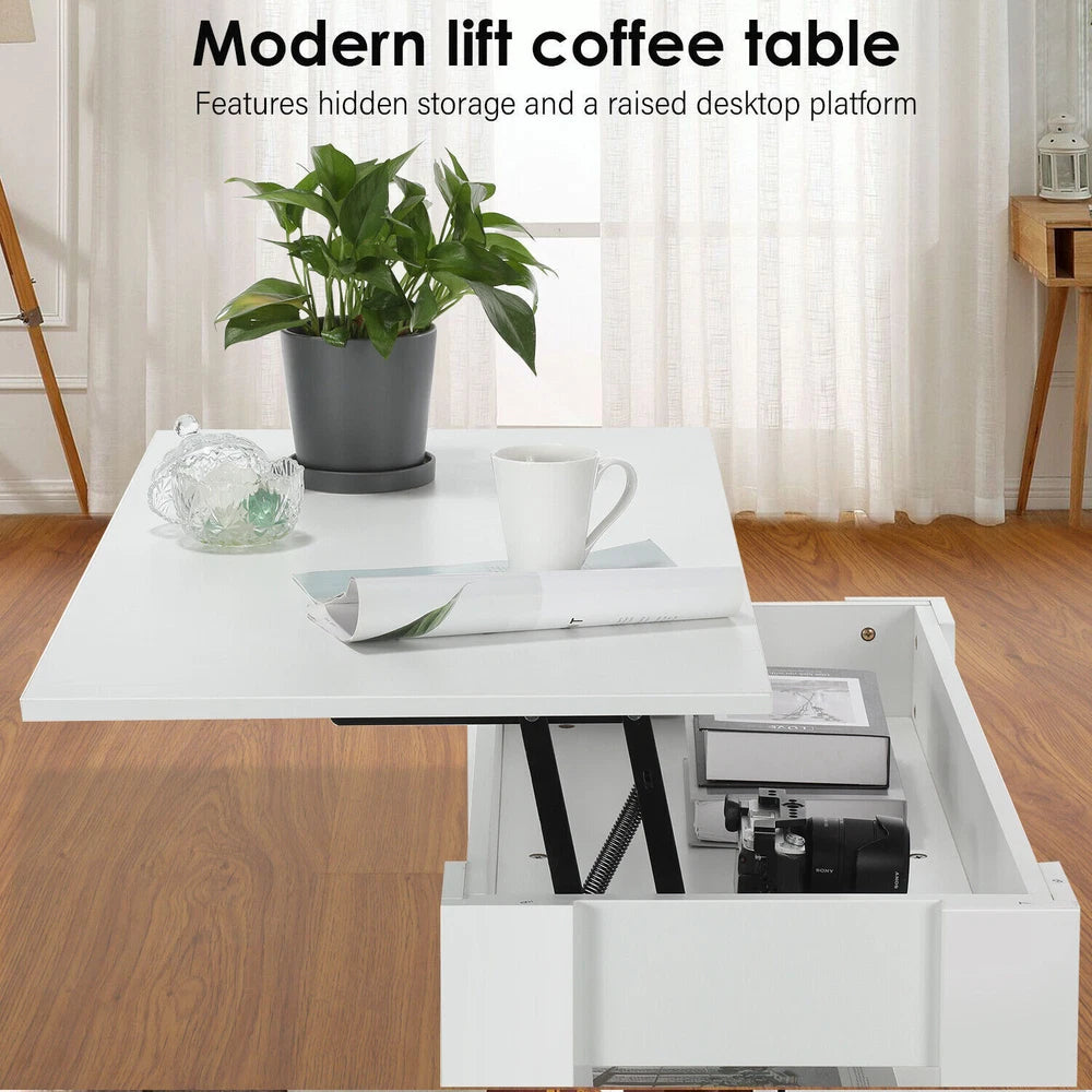 Coffee Table With Storage Lift Top Up Drawer Shelf Living Room Furniture Wooden