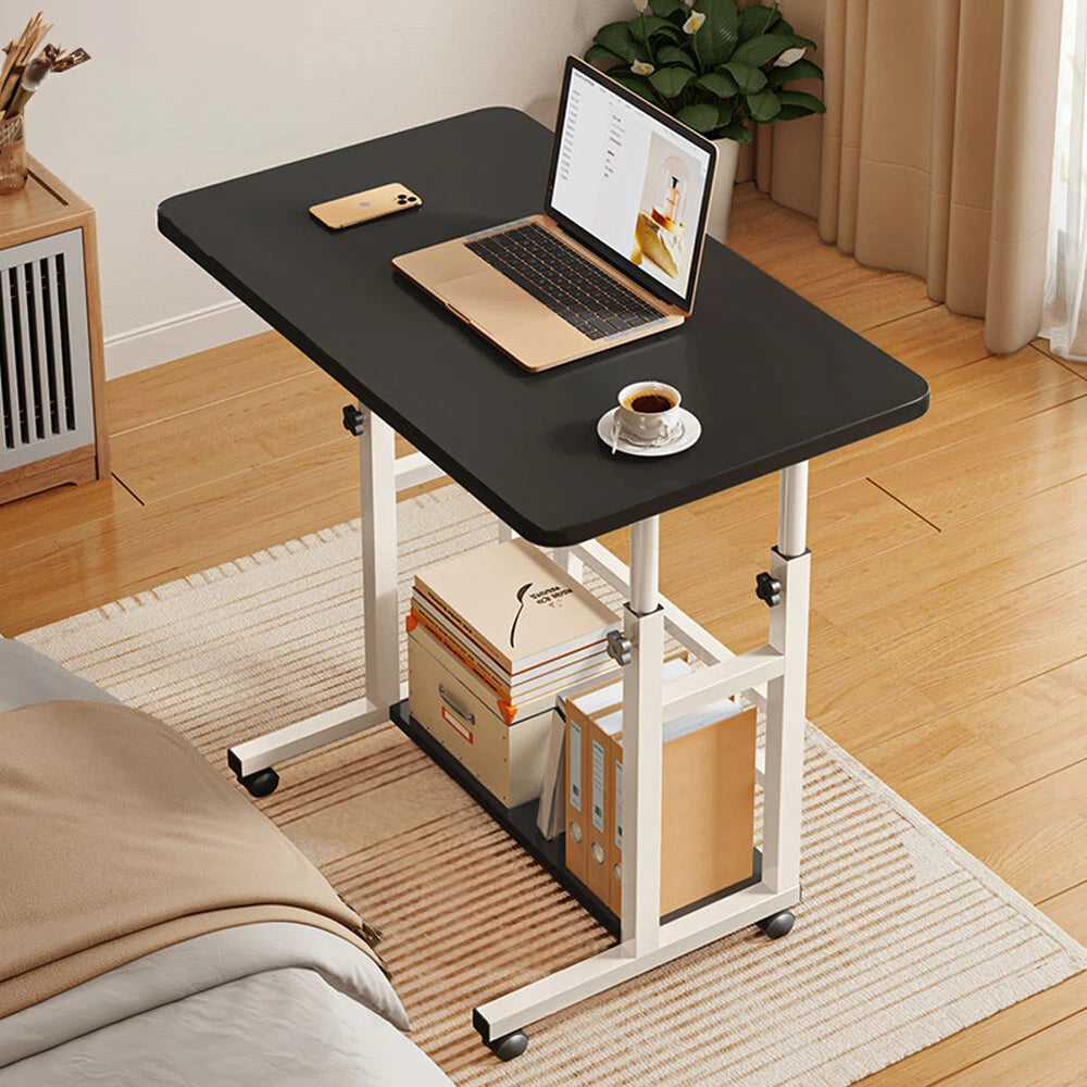 Height Adjustable Small PC Computer Desk Mobile Overbed Table Laptop Stand Shelf