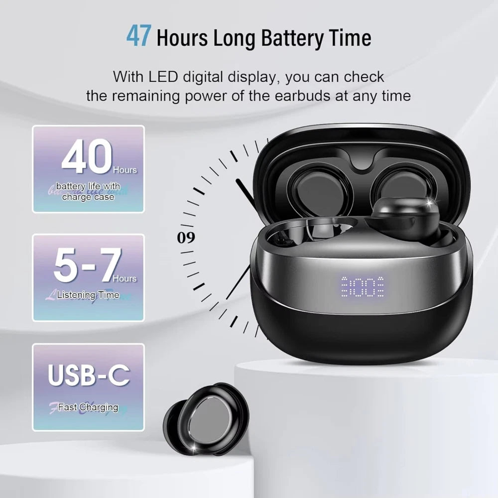 Wireless Earbuds Bluetooth 5.4 Sleep 47H In Ear Noise Cancelling Earphones IP7