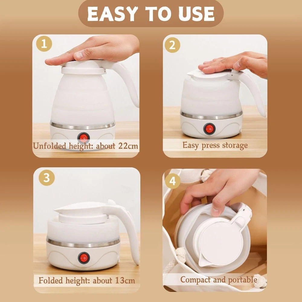 600ML Electric Kettle Camping Kettle Foldable Travel Kettle Silicone Portable UK