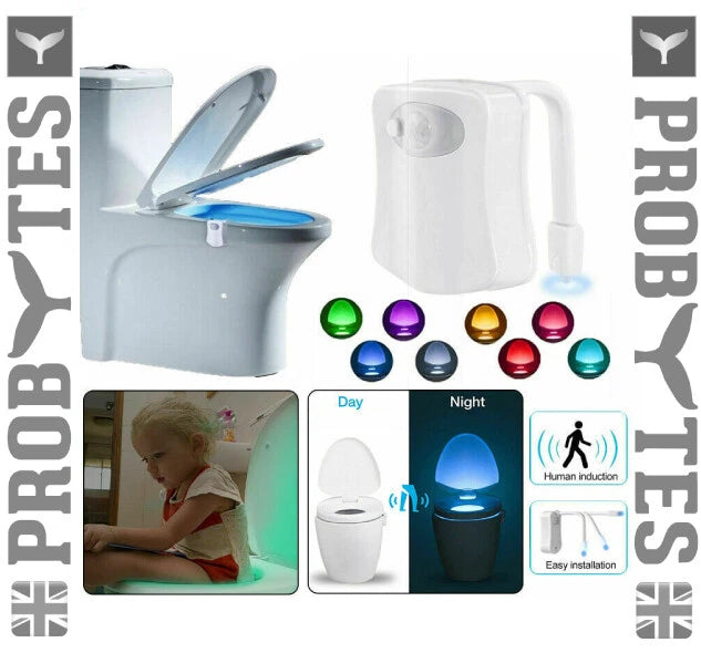 Toilet Bowl 8 Colors LED Night Light Motion Activated Seat Sensor Lamp Bathroom