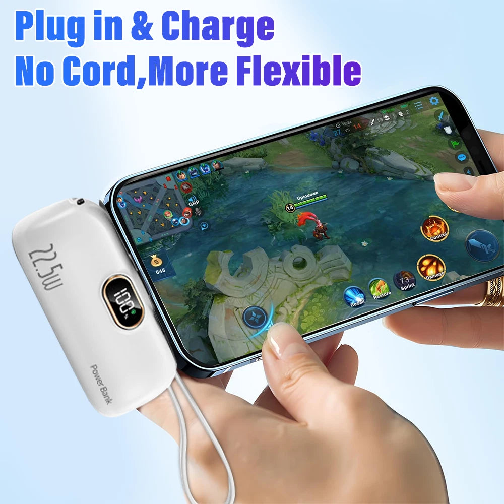 Mini Power Bank Portable 8000mAh Fast Charger USB-C & iPhone Dual Connector NEW